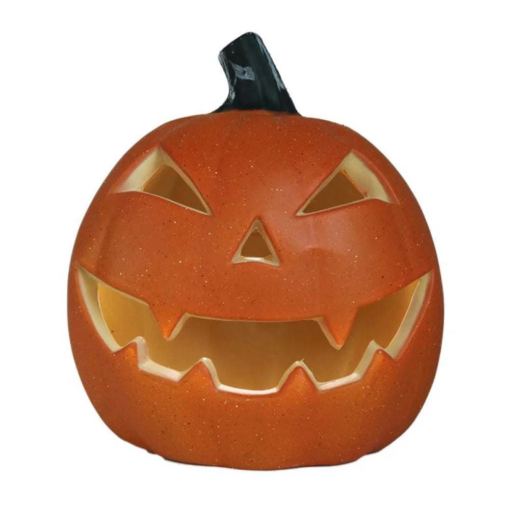 Halloween Pumpkin LED Light Lamp Creative Lantern Home Props Pumpkin Bar Horror Halloween Decorations Light up Pumpkin 3D Fall Resin Pumpkin Battery Operated Orange