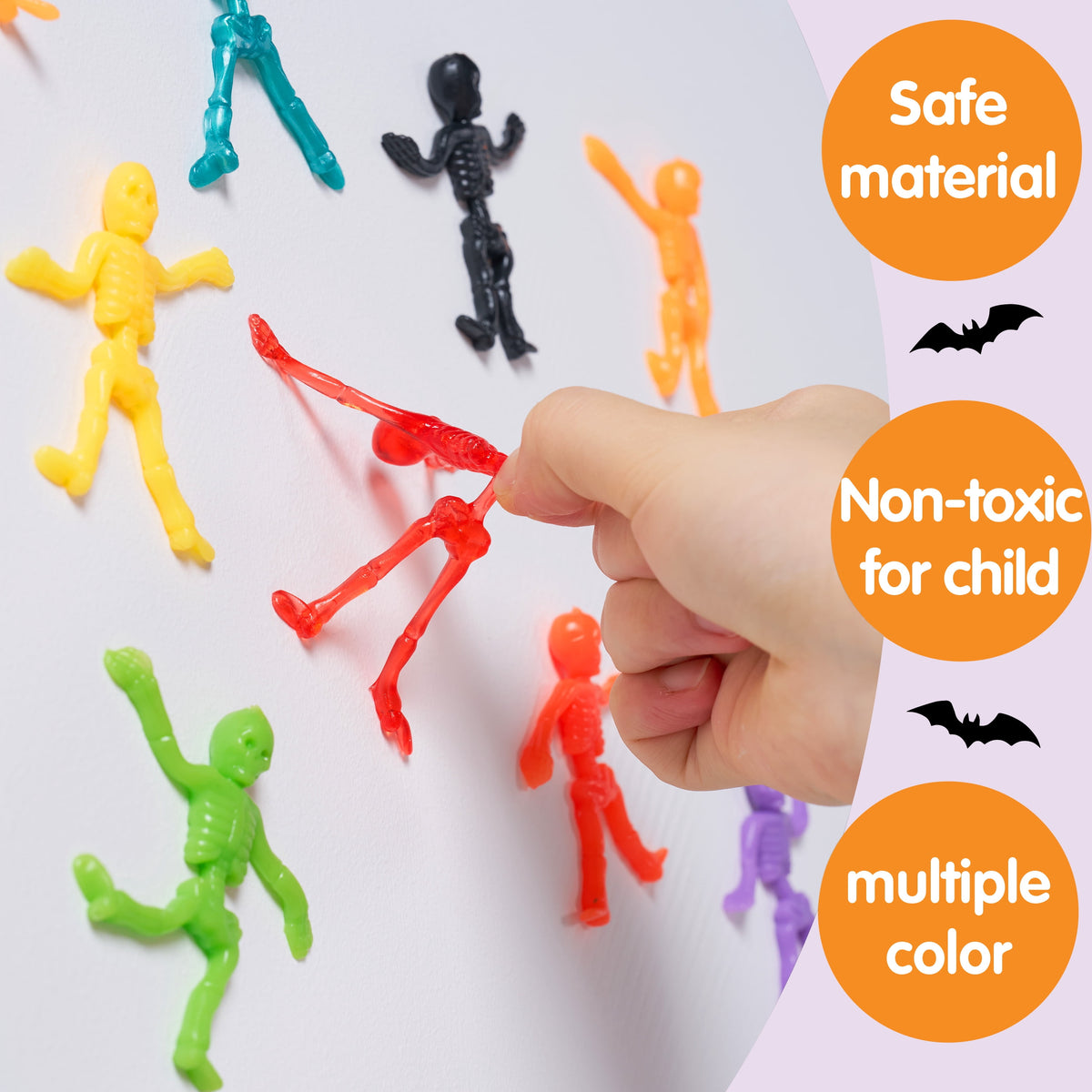 48 PCS Halloween Stretchy Skeletons, Halloween Stress Relief Toys,Stretchy Skull Toys for Halloween Trick or Treat Party Favor, Halloween Goody Bag Fillers
