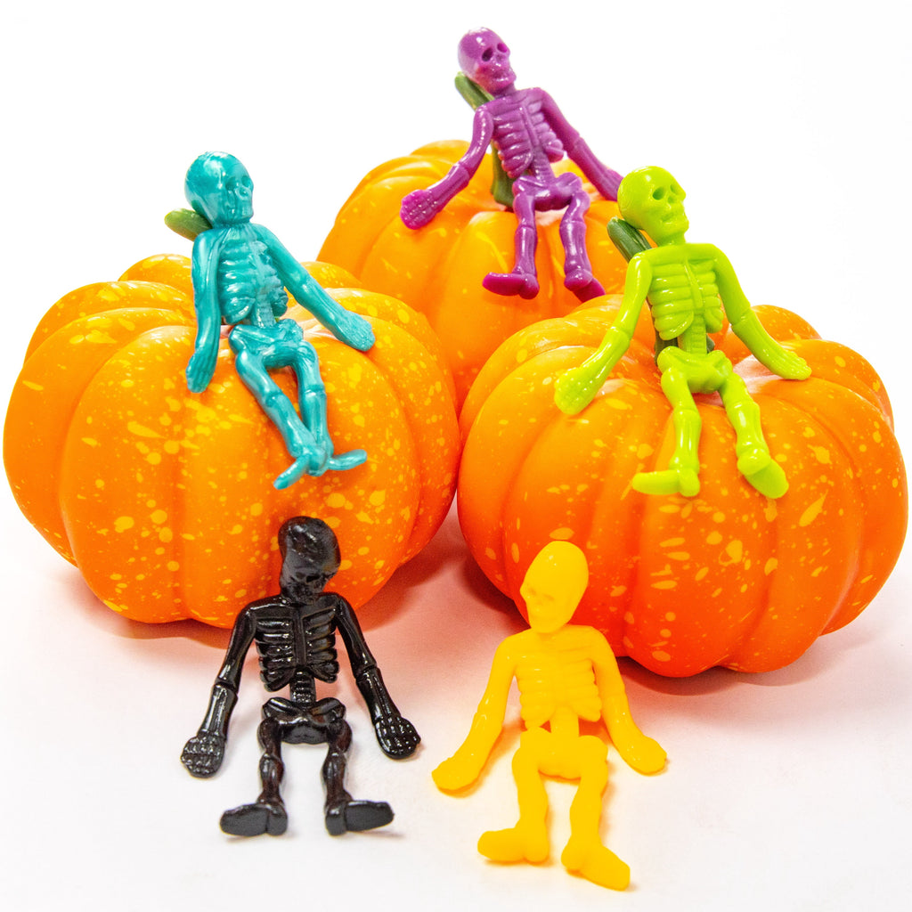 48 PCS Halloween Stretchy Skeletons, Halloween Stress Relief Toys,Stretchy Skull Toys for Halloween Trick or Treat Party Favor, Halloween Goody Bag Fillers