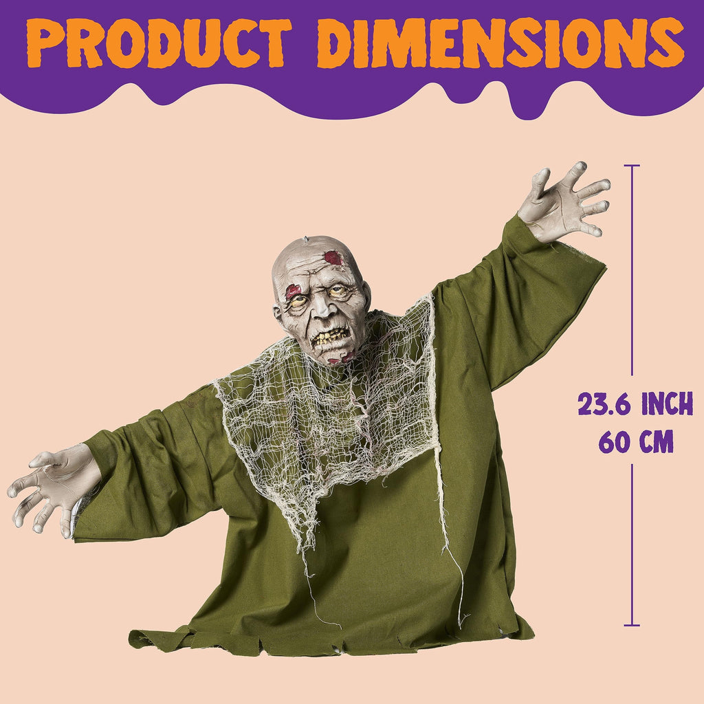 Halloween Groundbreaker Animated Halloween Decorations Zombie with Crawling Creepy Animatronic Decorations with Movable Arms,Outdoor Scary Halloween Yard Decorations