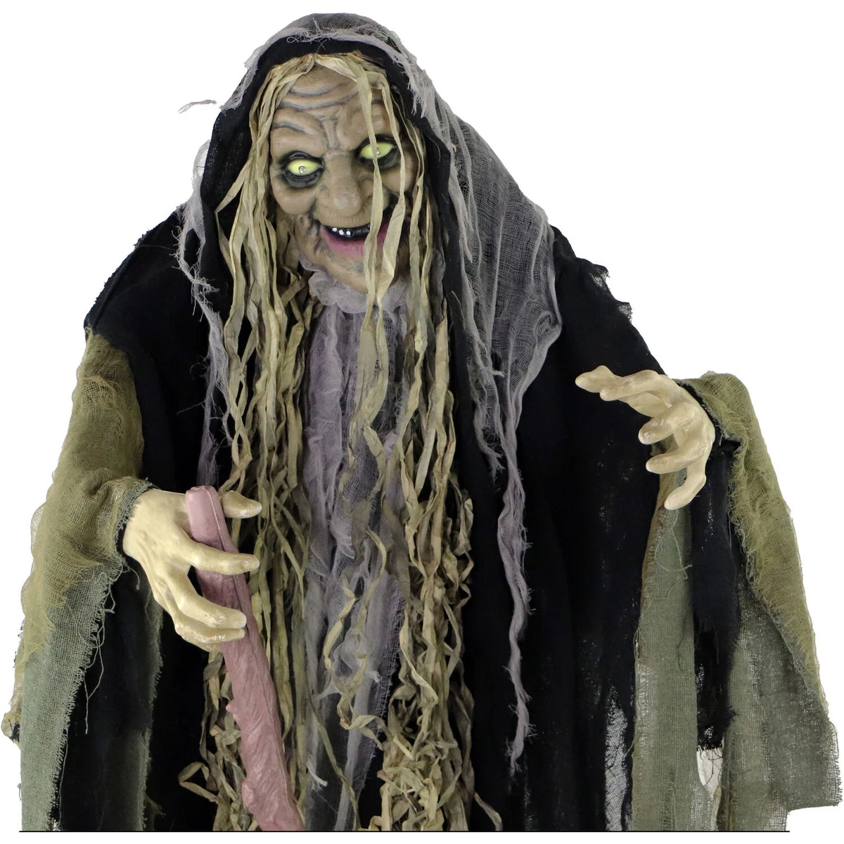 Life Size 5.6 Ft Animatronic Witch, Indoor/Outdoor Halloween Decoration
