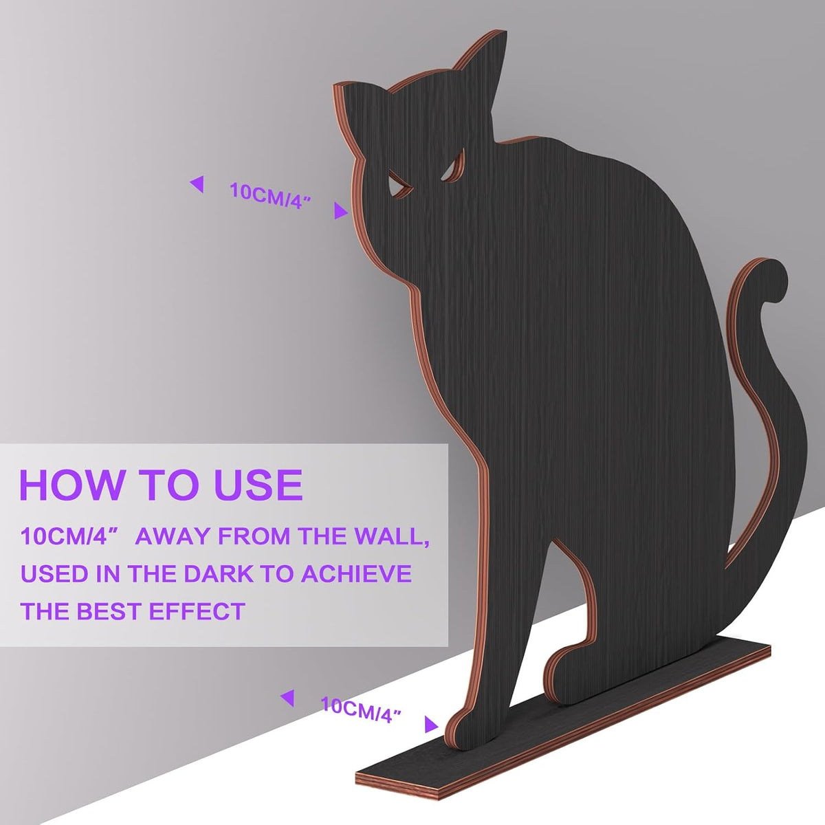 Halloween Decorations, 2PCS Wooden Black Cat Tabletop Decoration Sign with Lights, for Halloween Home Farmhouse Indoor Party Decor.