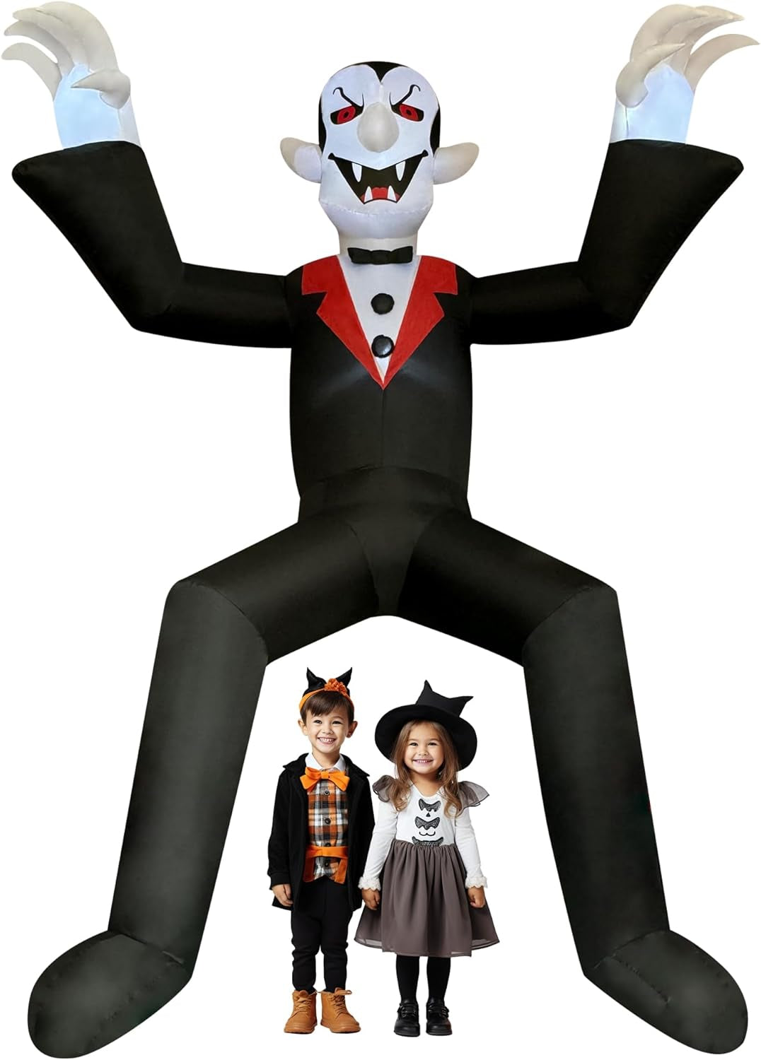 10Ft Giant Sitting Vampire Halloween Inflatable with Built-In LED Lights - Outdoor Halloween Decoration for Yard, Eaves, Balcony & Tree Branch, Yard,Doorway,Halloween Party Prop