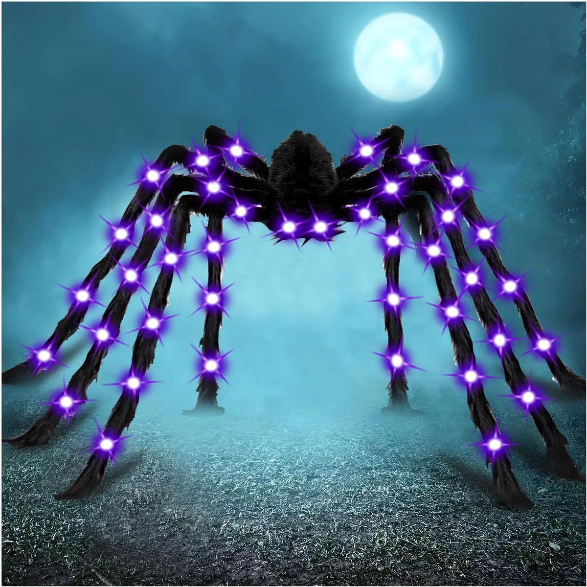 78" Jumbo Halloween Light up Spider Scary Giant Spider for Indoor Outdoor Halloween Spider Decorations Party Favor Yard Home House Décor Multicolor
