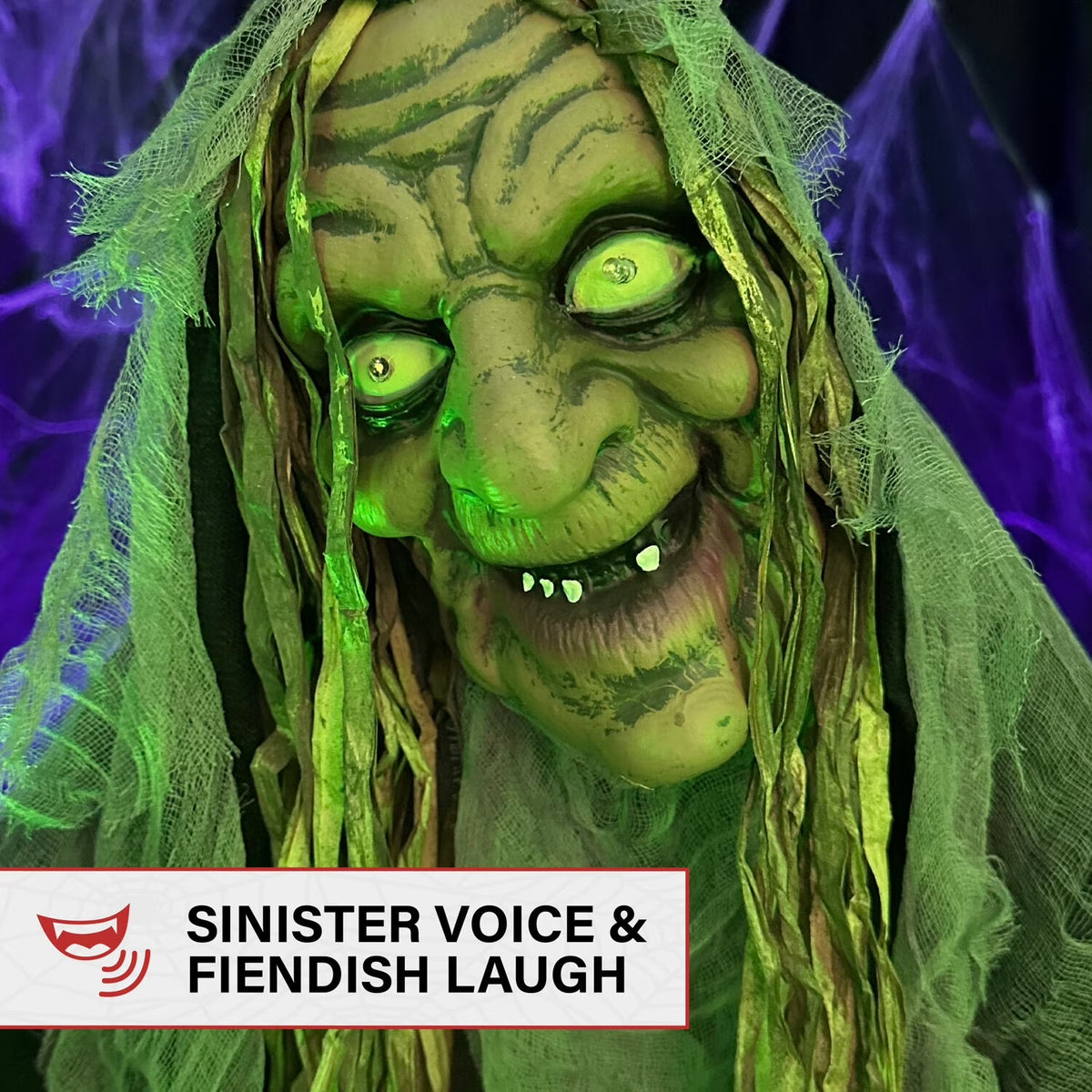 Life Size 5.6 Ft Animatronic Witch, Indoor/Outdoor Halloween Decoration