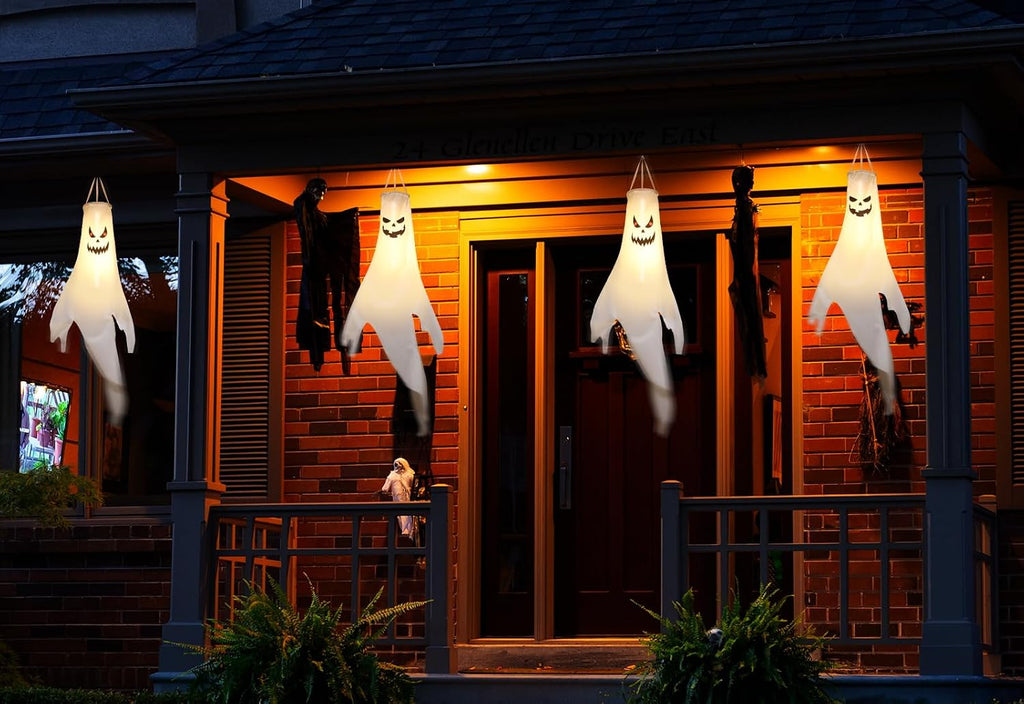 Halloween Ghost Decorations Outdoor: with Timer, 2 Pcs Spooky Hanging Ghost for Tree Porch Garden Yard, Waterproof LED Ghost Halloween Decor