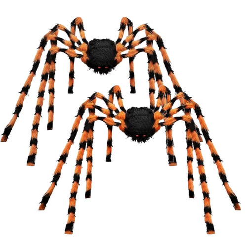 2 Pack Giant Spiders Halloween Outdoor Decorations，5 Ft Large Spider for Patio Garden Holidy Decor