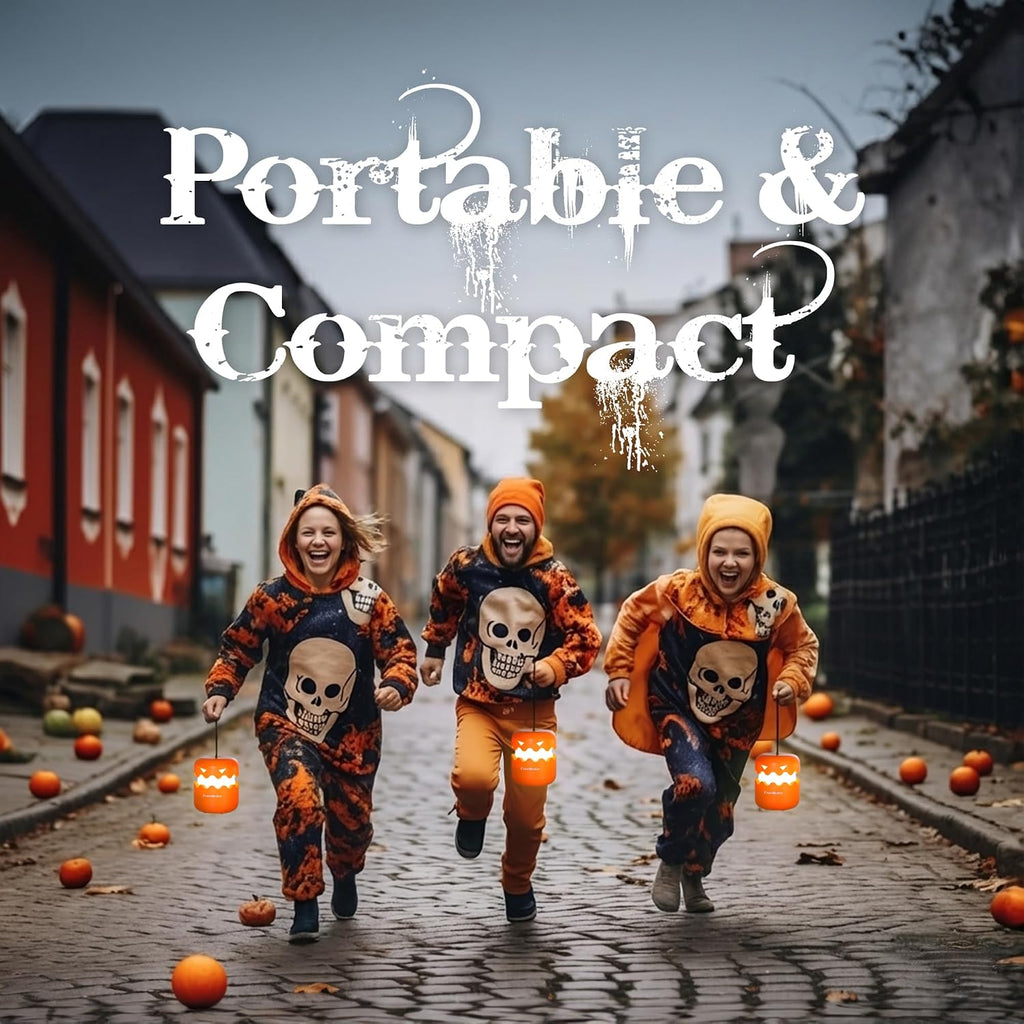 3-Pack Halloween Pumpkin Lantern, Collapsible Jack O Lantern Pumpkins with Lanyard, Halloween Party Favors, Light up Pumpkin Outdoor for Halloween Party Decoration, Battery Included