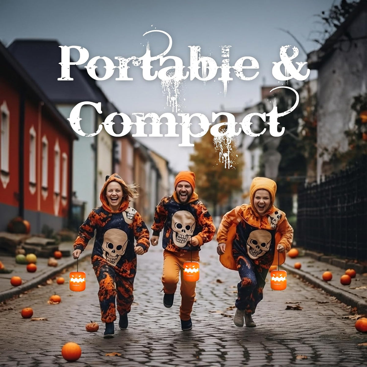 3-Pack Halloween Pumpkin Lantern, Collapsible Jack O Lantern Pumpkins with Lanyard, Halloween Party Favors, Light up Pumpkin Outdoor for Halloween Party Decoration, Battery Included