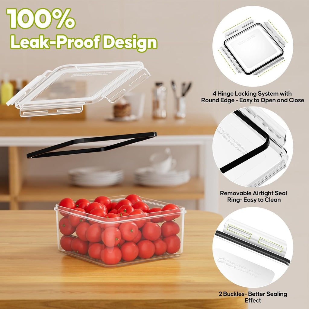 42 PCS Food Storage Containers with Lids (21 Containers & 21 Lids) - Reusable Plastic Food Containers for Kitchen Storage and Organization Bpa-Free Leakproof Meal Prep Container with Labels & Pen