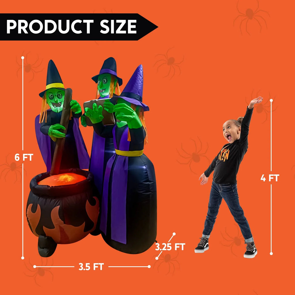 6 Ft Halloween Inflatable Outdoor Witches Cauldron Pot Large Decorations with Flame Light,Halloween Blow Ups for outside Yard Decoration