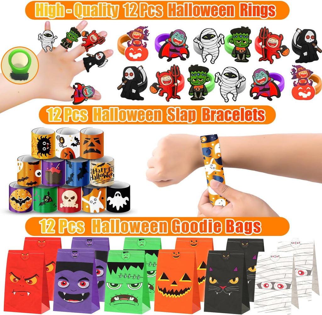 453PCS Halloween Party Favors Supplies Decorations, Halloween Treat or Trick Goodie Bags Pinata Fillers Stuffers Halloween Classroom Prizes Gifts for Kids