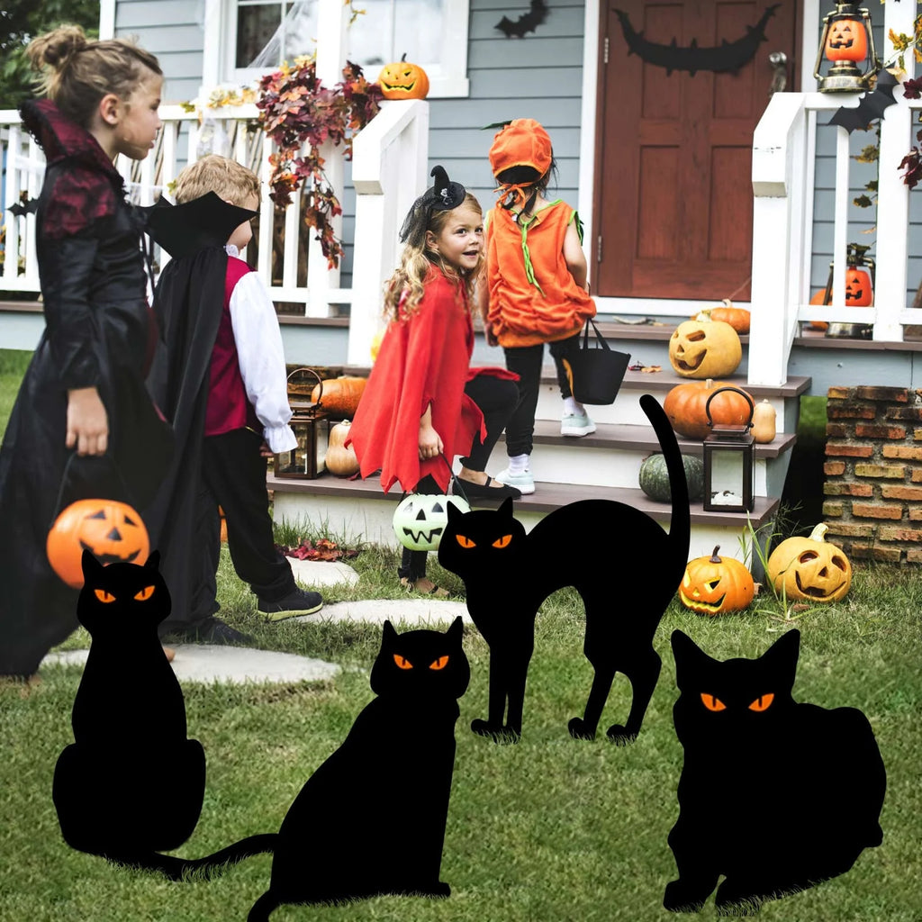 Halloween Black Cat Yard Signs with Stake Cute Cat Halloween Decor Yard Stake Metal Halloween Outdoor Decorations Clearance