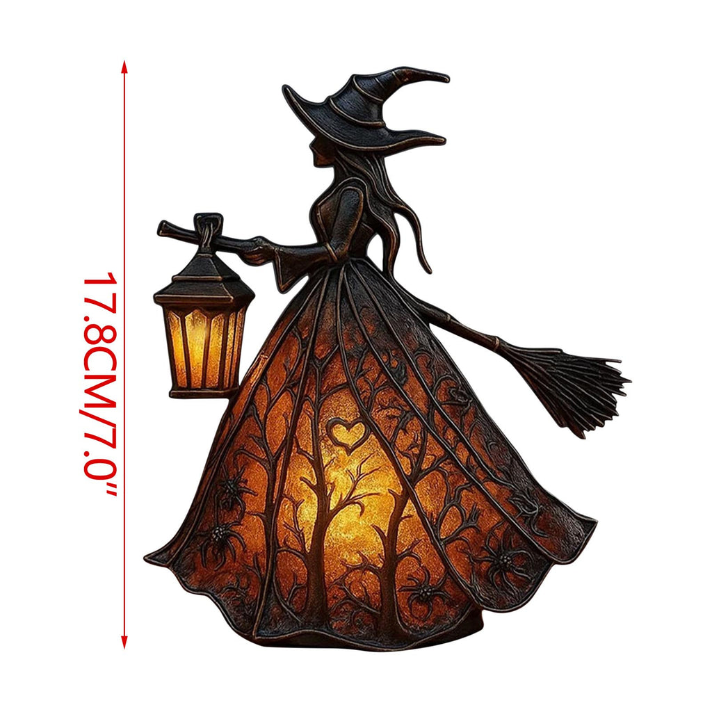Halloween Witch Resin Statuette Lamp,Gothic Witch Decor with Lights,Standing Night Light for Home,Porch,Tabletop,Party Decor,For Halloween and Gift