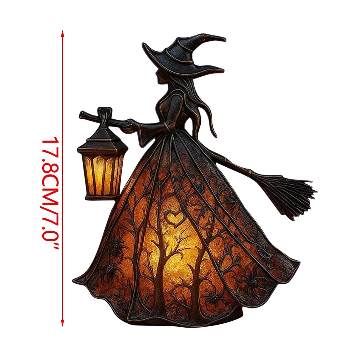 Halloween Witch Resin Statuette Lamp,Gothic Witch Decor with Lights,Standing Night Light for Home,Porch,Tabletop,Party Decor,For Halloween and Gift