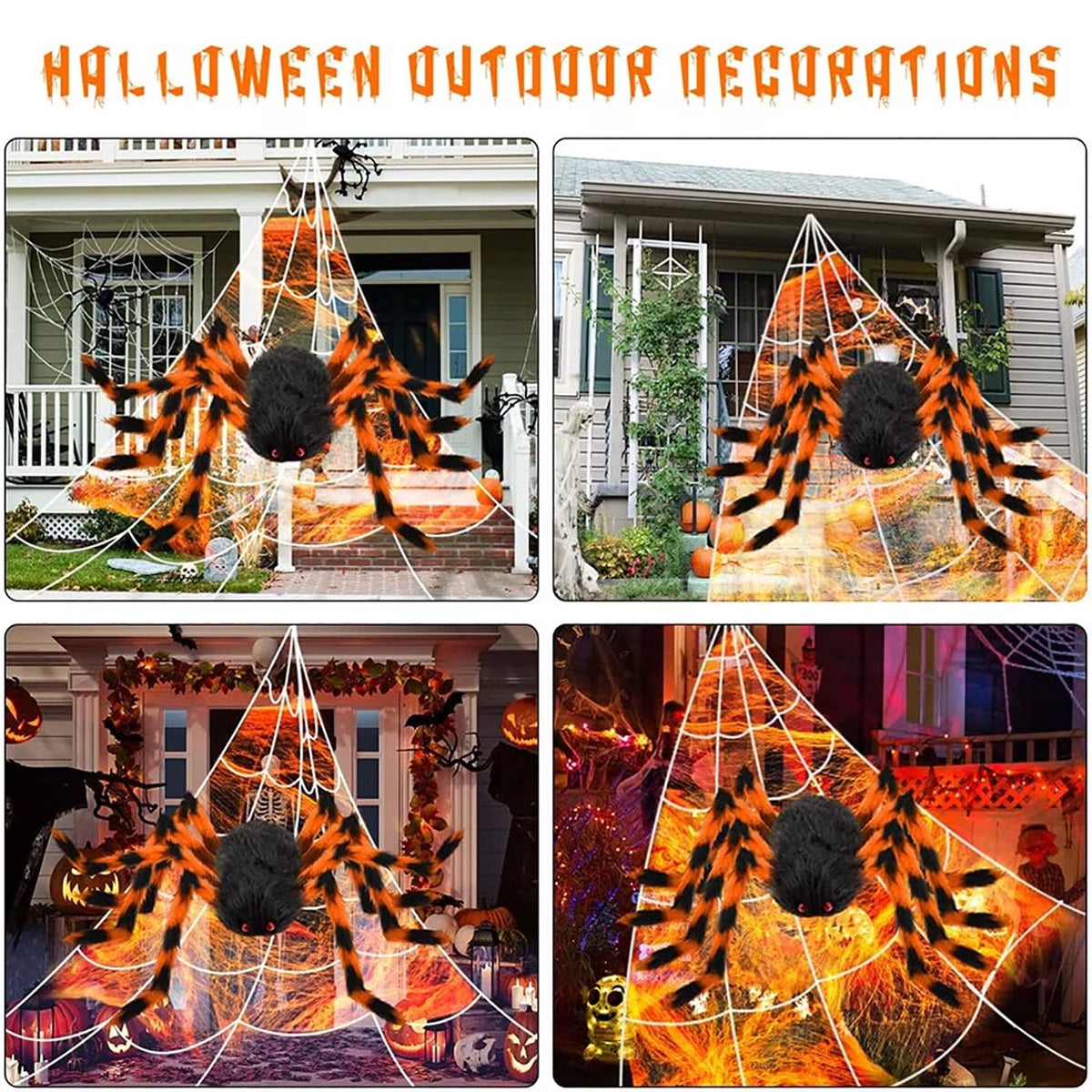 2 Pack Giant Spiders Halloween Outdoor Decorations，5 Ft Large Spider for Patio Garden Holidy Decor