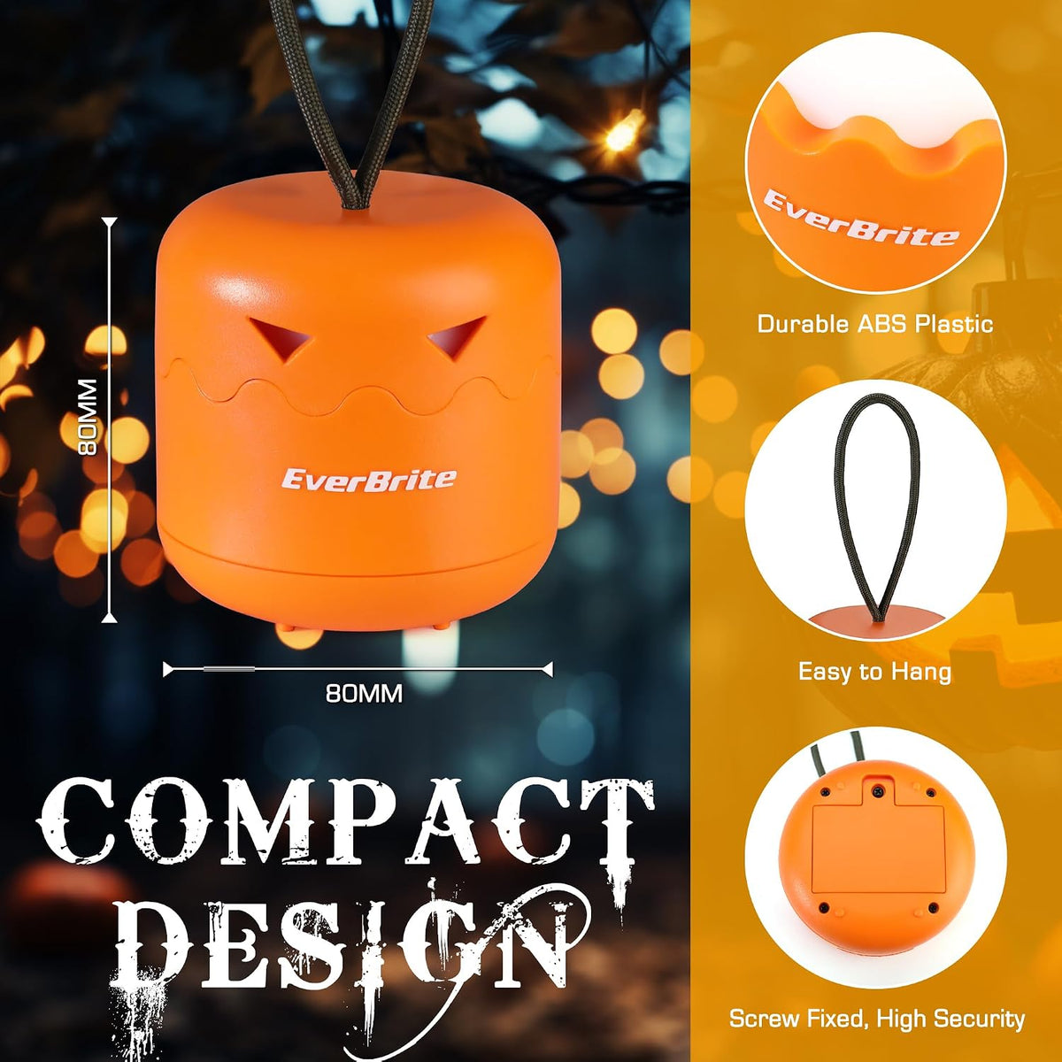 3-Pack Halloween Pumpkin Lantern, Collapsible Jack O Lantern Pumpkins with Lanyard, Halloween Party Favors, Light up Pumpkin Outdoor for Halloween Party Decoration, Battery Included