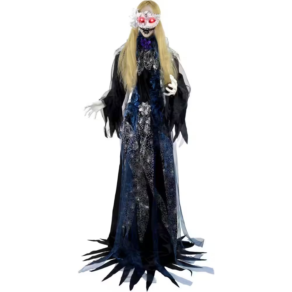 Life-Size 5.9 Ft. Touch-Activated Animatronic Animated Standing Masquerade Lady Halloween Prop