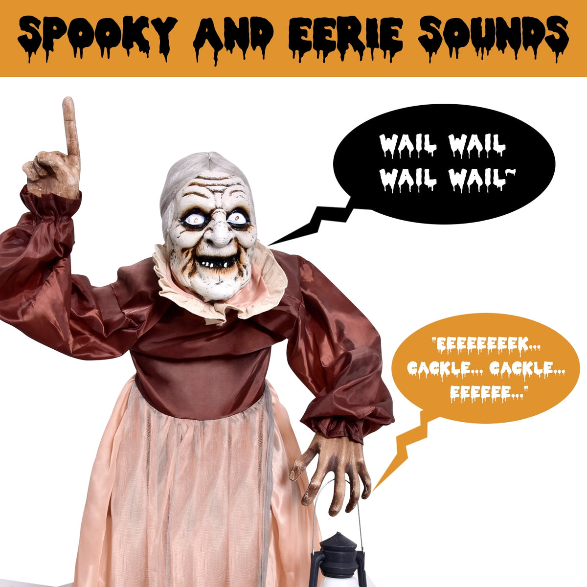 5-Foot Animated Halloween Witch | Motion Activated Light & Sound Yard Decoration