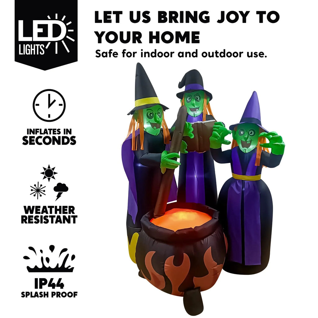 6 Ft Halloween Inflatable Outdoor Witches Cauldron Pot Large Decorations with Flame Light,Halloween Blow Ups for outside Yard Decoration