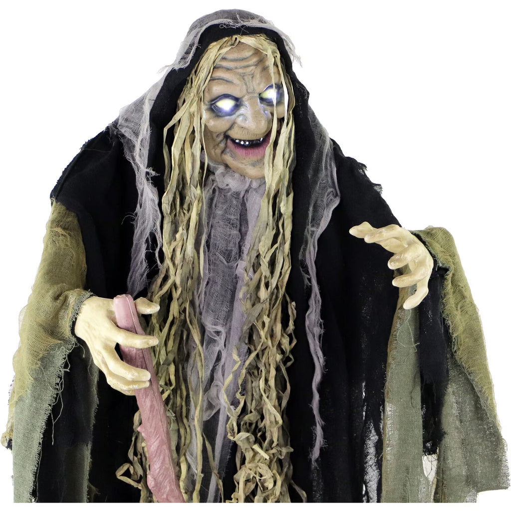 Life Size 5.6 Ft Animatronic Witch, Indoor/Outdoor Halloween Decoration