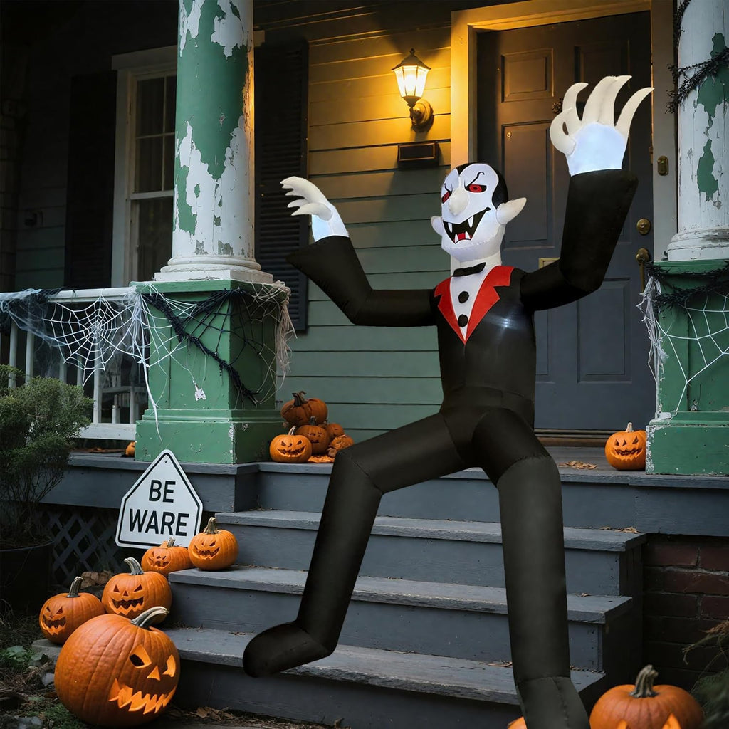 10Ft Giant Sitting Vampire Halloween Inflatable with Built-In LED Lights - Outdoor Halloween Decoration for Yard, Eaves, Balcony & Tree Branch, Yard,Doorway,Halloween Party Prop