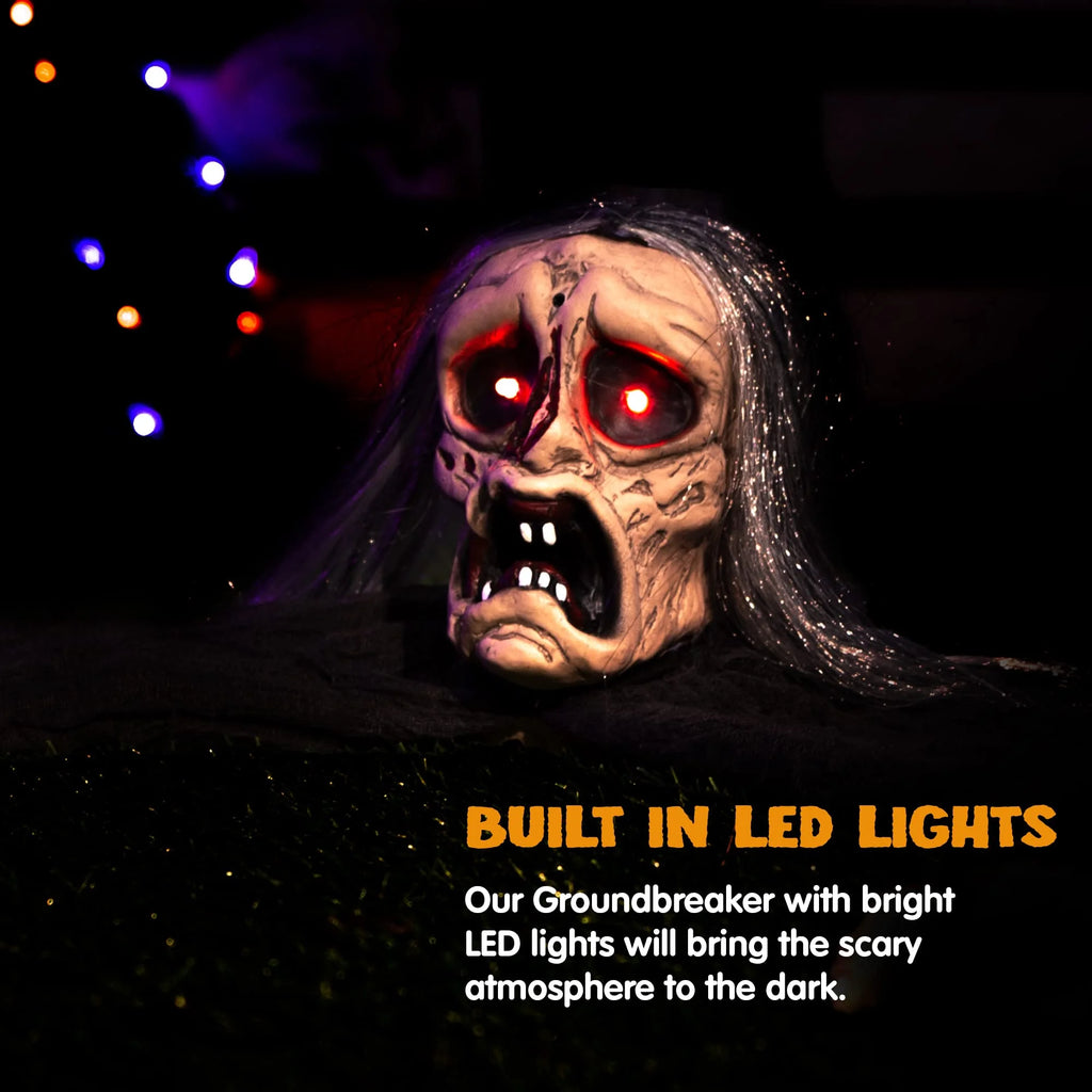 Halloween Groundbreaker Halloween Decorations Zombie with Creepy Sound and Flashing Eyes,Outdoor Scary Halloween Yard Decorations,Haunted House Decorations