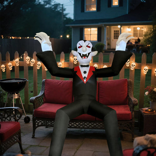 10Ft Giant Sitting Vampire Halloween Inflatable with Built-In LED Lights - Outdoor Halloween Decoration for Yard, Eaves, Balcony & Tree Branch, Yard,Doorway,Halloween Party Prop