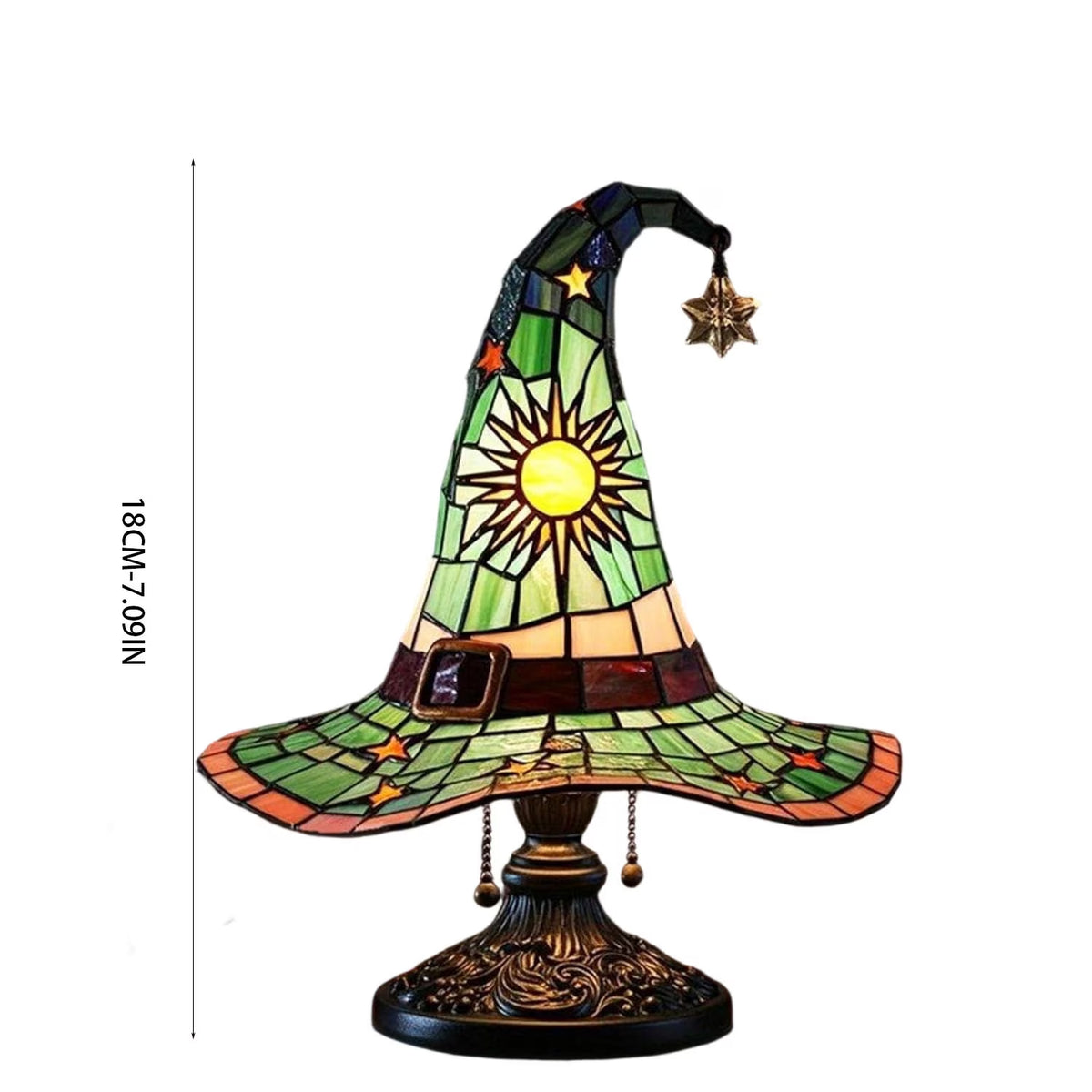 Clearance Witch Hat Lamp Halloween Decorations under 20 Gifts Stained Glass like Gothic Lamp Gothic Home Decor Accent Bedroom Bookshelf Mystical Gifts Glow Dark Figurine Ambiance