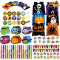 168 Packs Halloween Stationery Party Favors,Halloween Gifts for Kids,Halloween Goodies Including Halloween Trick or Treat Bags,Notepads,Stamps,Markers,Stickers and Tattoos