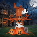 8 Ft Halloween Inflatable Spooky Tree with Ghost,Pumpkin & Tombstone,Blow up Decor with Built-In LED Lights for Outdoor,Yard,Garden and Lawn