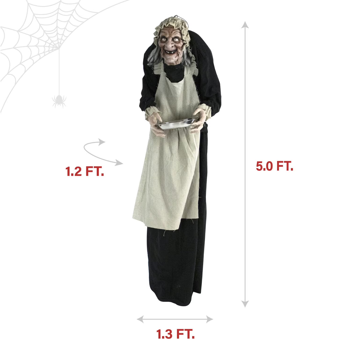5 Ft Life-Size Animatronic Indoor/Covered Outdoor Zombie Maid Halloween Decoration, HHLADY-4FLSA