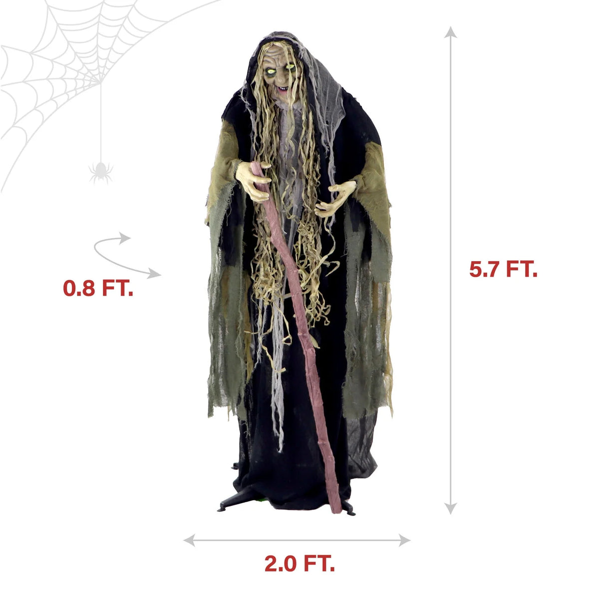 Life Size 5.6 Ft Animatronic Witch, Indoor/Outdoor Halloween Decoration