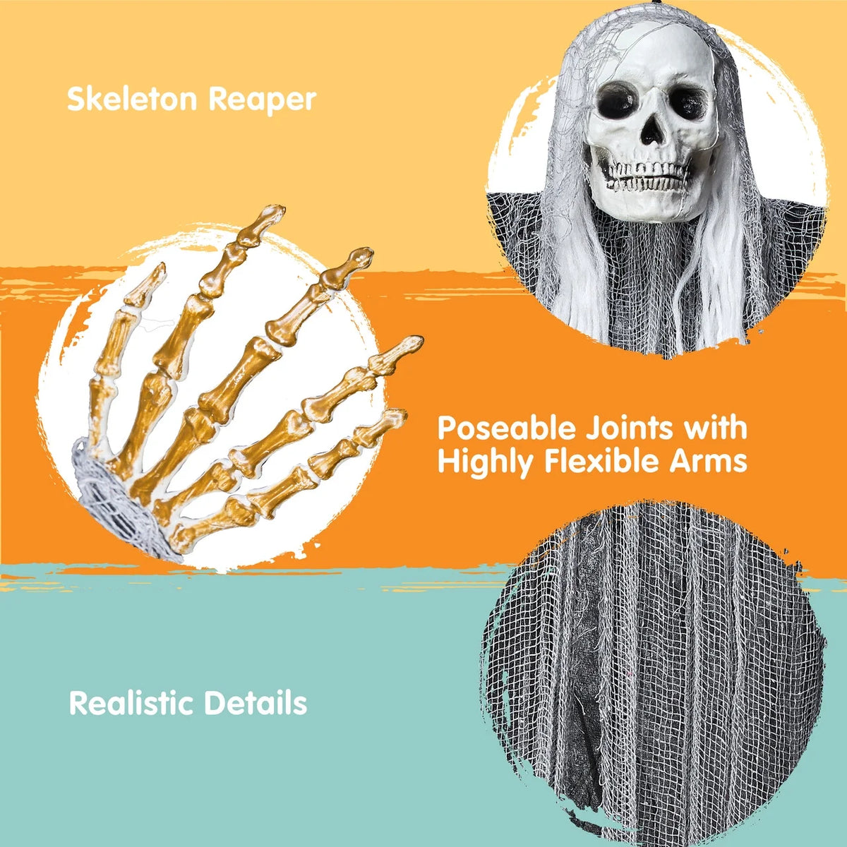 3 Pack Halloween Hanging Ghosts,Scary Skeleton Ghosts Grim Reapers Decorations for Halloween Indoor Outdoor Yard Home Decorations