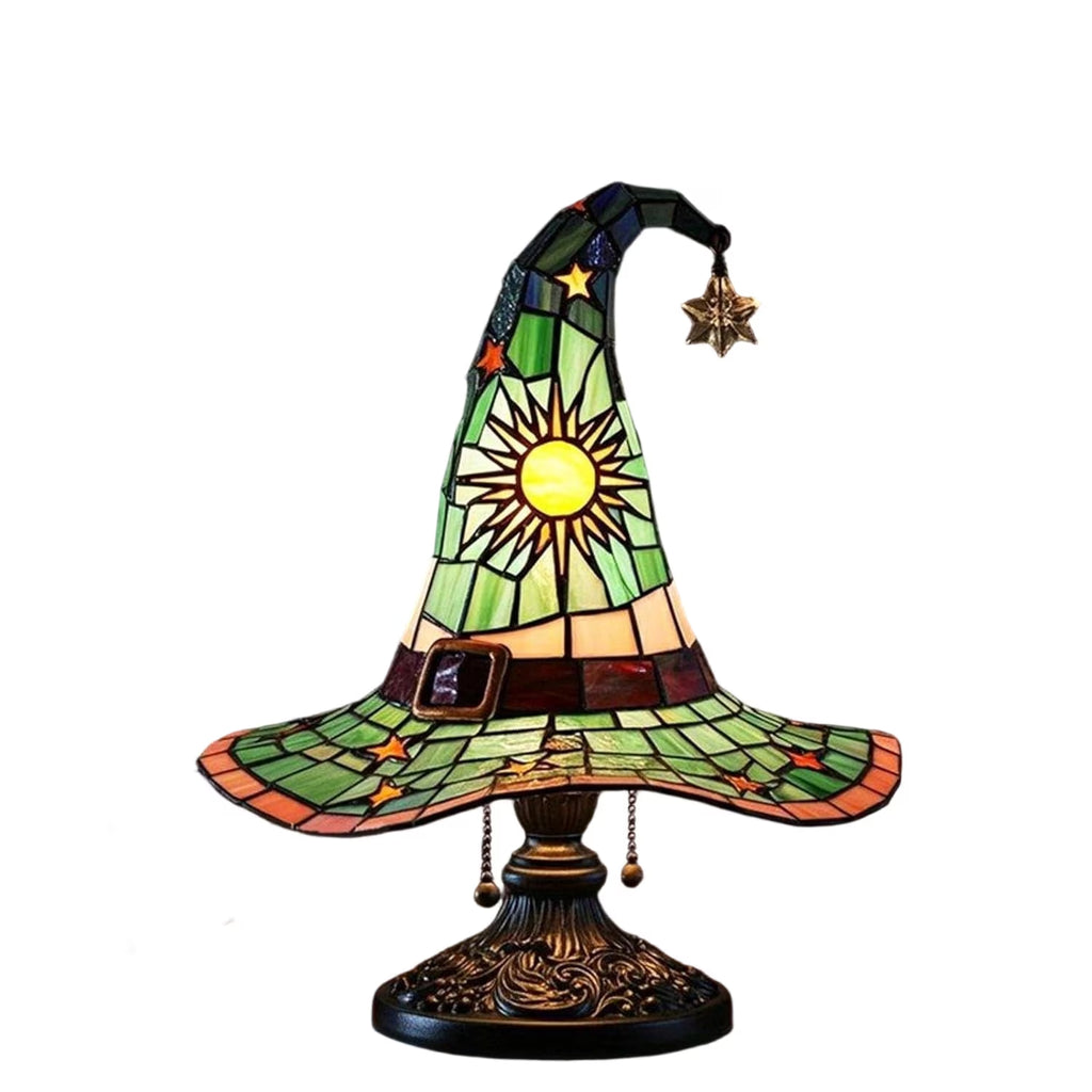 Clearance Witch Hat Lamp Halloween Decorations under 20 Gifts Stained Glass like Gothic Lamp Gothic Home Decor Accent Bedroom Bookshelf Mystical Gifts Glow Dark Figurine Ambiance