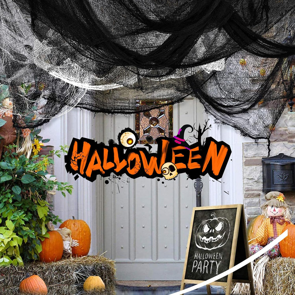 Creepy Cloth 6Pcs 30×72Inch Black Spooky Scary Gauze Decor Halloween Decorations for Party Indoor Outdoor (4Black + 2White)
