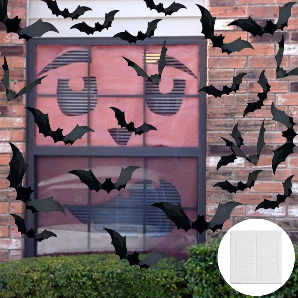 5Pack Halloween Decorations Tablecloth Runner Black Lace round Spider Cobweb Table Cover Fireplace Mantel Scarf Spiderweb Fireplace Scarf Spider Lampshade with 36Pcs Scary 3D Bat for Halloween Party