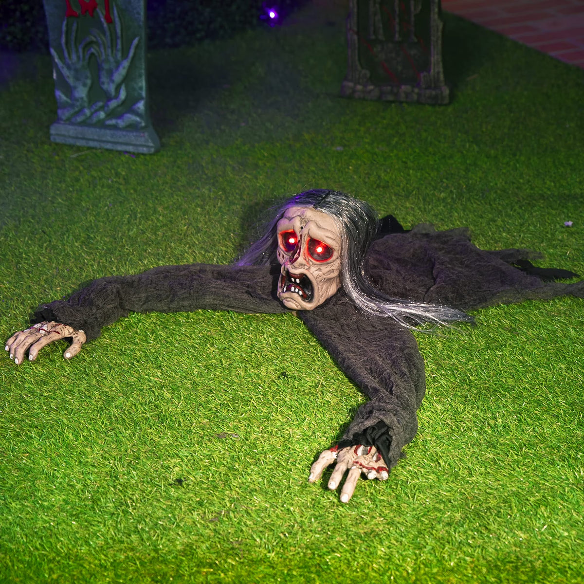Halloween Groundbreaker Halloween Decorations Zombie with Creepy Sound and Flashing Eyes,Outdoor Scary Halloween Yard Decorations,Haunted House Decorations