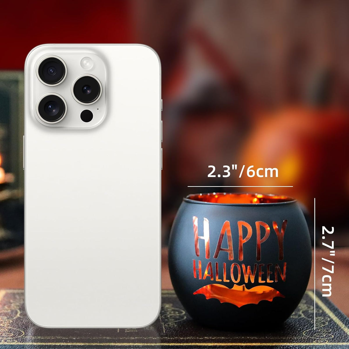 Halloween Candle Holders 6 Pieces Black Glass Votive Candle Holder for Halloween Wedding, Party, Table Centerpiece Décor Halloween Decorations Indoor and Outdoor