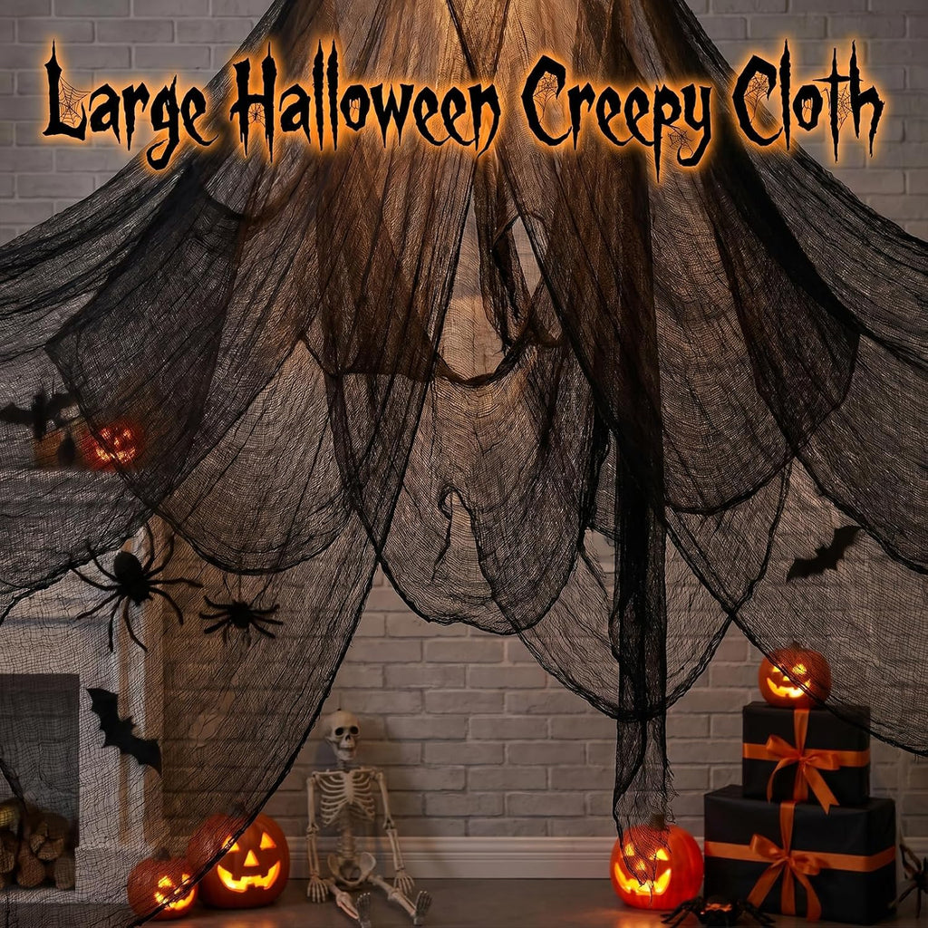 Halloween Creepy Cloth Black 80×400Inch - Halloween Decorations Clearance - Creepy Spooky Halloween Decorations Outdoor Indoor