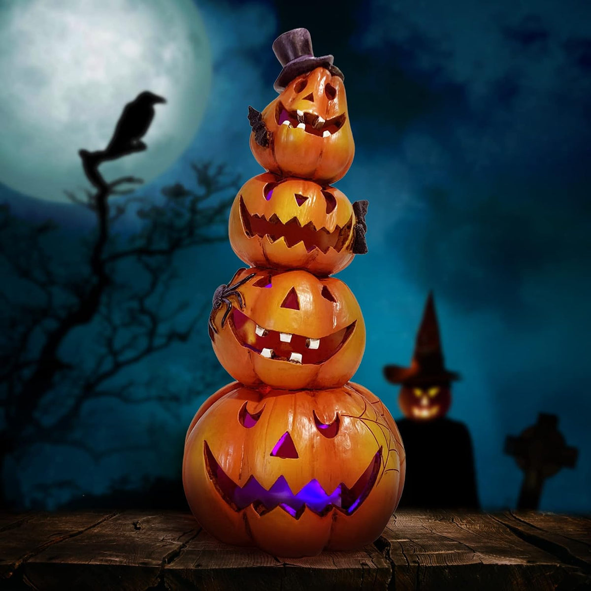 Halloween Pumpkin Decorations Indoor Halloween Decorations Clearance for Table/Halloween/Window/Present Box/Gift/Courtyard Corridor (Orange Stacked Pumpkins)