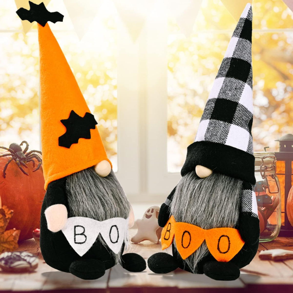 2 Pack Halloween Gnomes Plush Decor,Handmade Witch Swedish Tomte Gnome Nisse Scandinavian Ornaments Elf Dwarf for Home Halloween Day Party Table Decorations Kids Gift