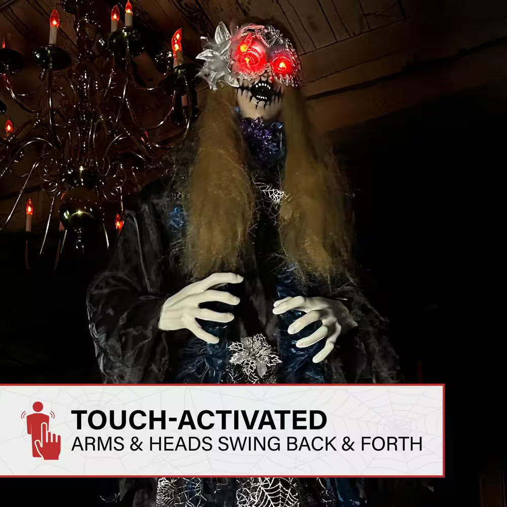 Life-Size 5.9 Ft. Touch-Activated Animatronic Animated Standing Masquerade Lady Halloween Prop