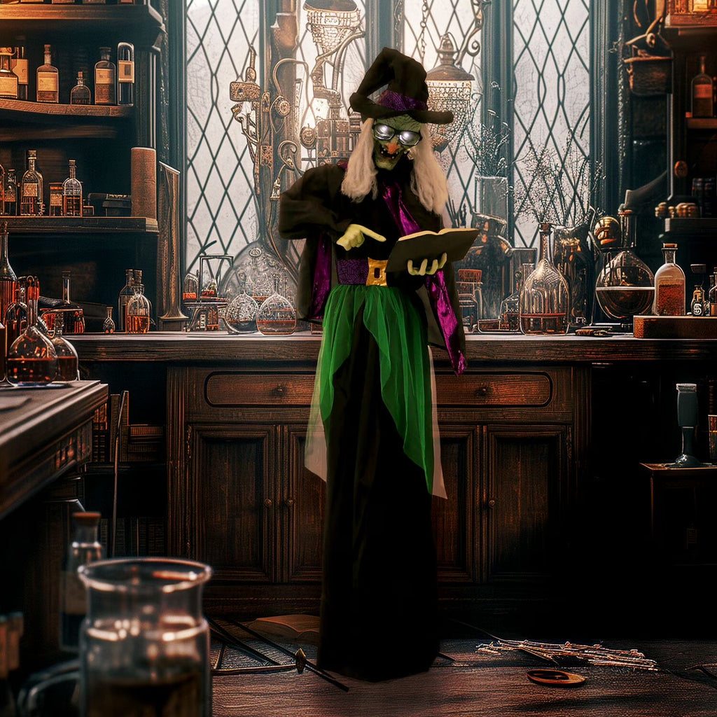 Life Size 5.6 Ft Animatronic Witch, Indoor/Outdoor Halloween Decoration