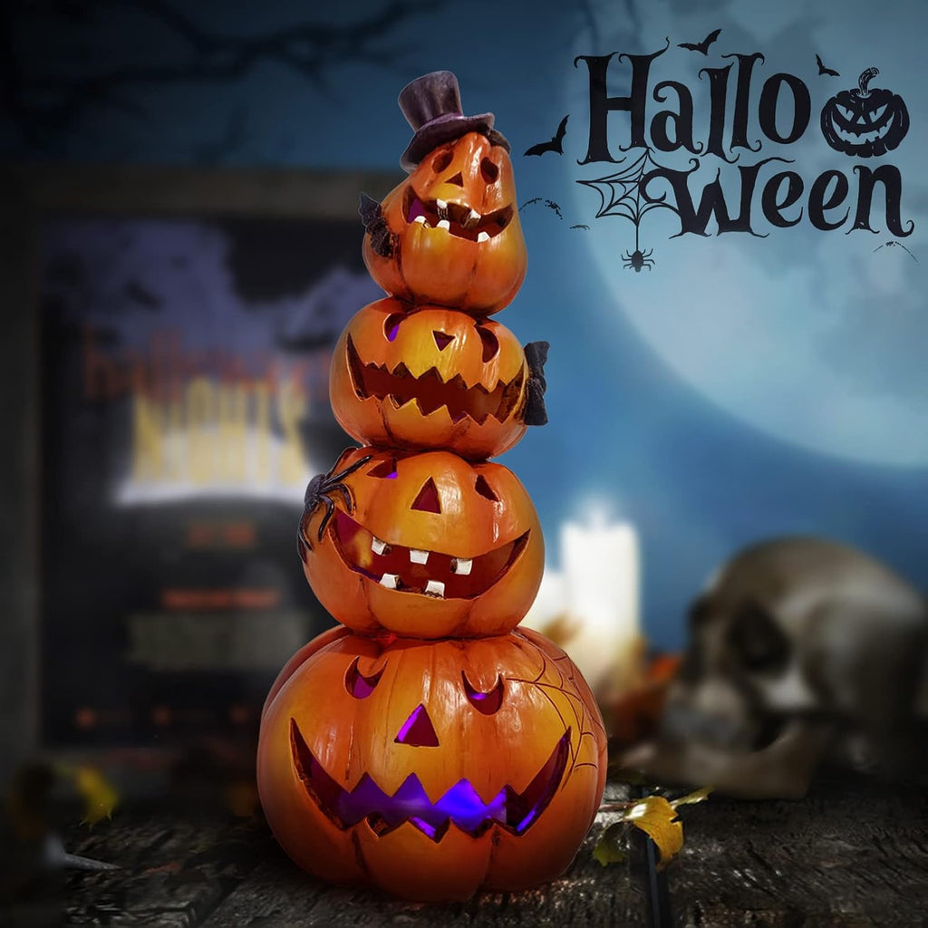 Halloween Pumpkin Decorations Indoor Halloween Decorations Clearance for Table/Halloween/Window/Present Box/Gift/Courtyard Corridor (Orange Stacked Pumpkins)