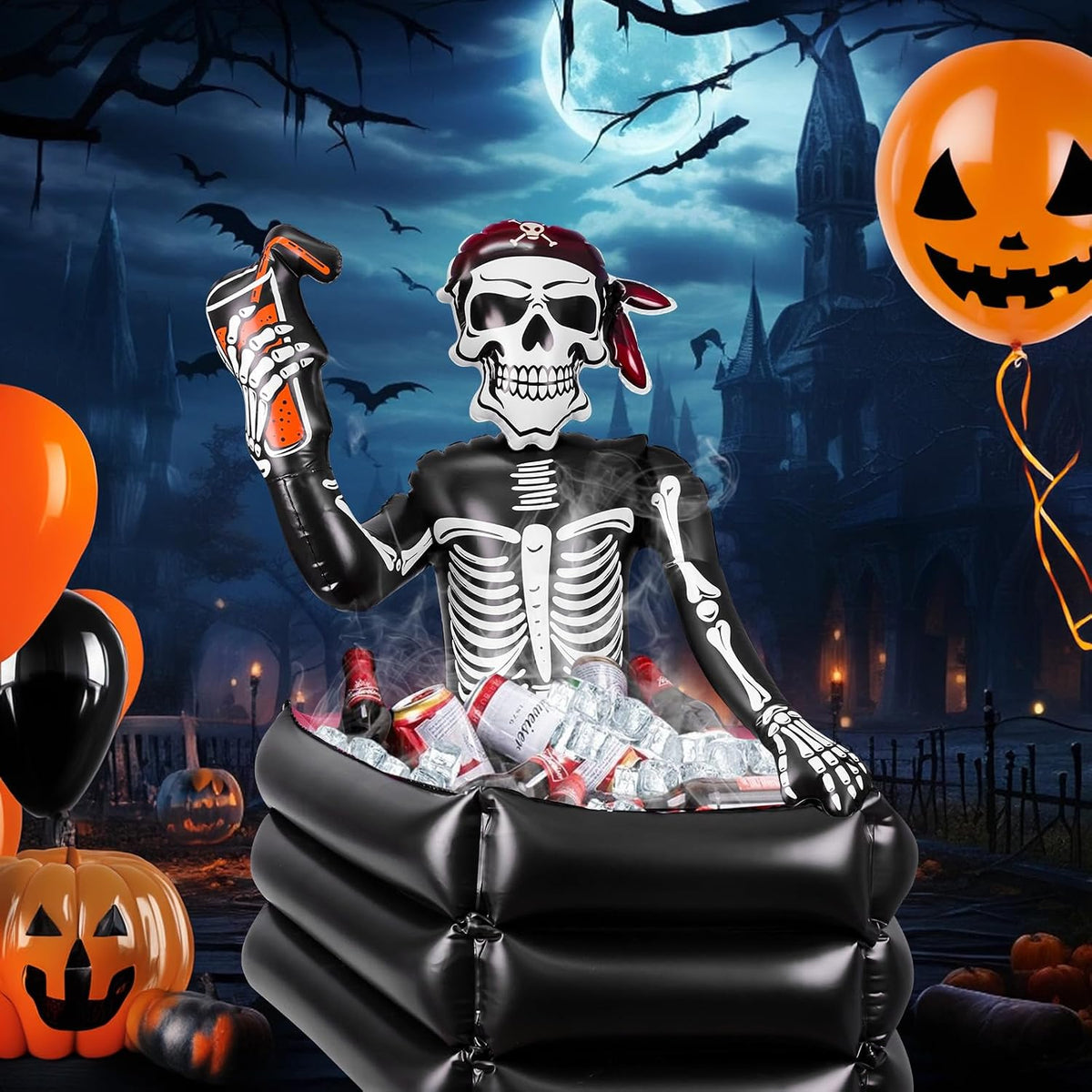 39 Inch Halloween Inflatable Decorations Skeleton Drink Cooler | Halloween Party Supplies for Indoor Outdoor Garden Lawn Yard Decorations