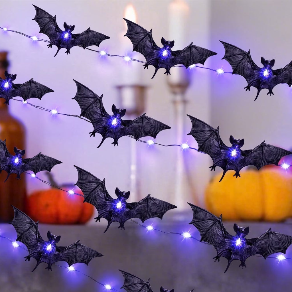 Bats Halloween Lights, 9.8FT 30 LED Halloween String Lights for Indoor Outdoor Halloween Decorations and Halloween Decor