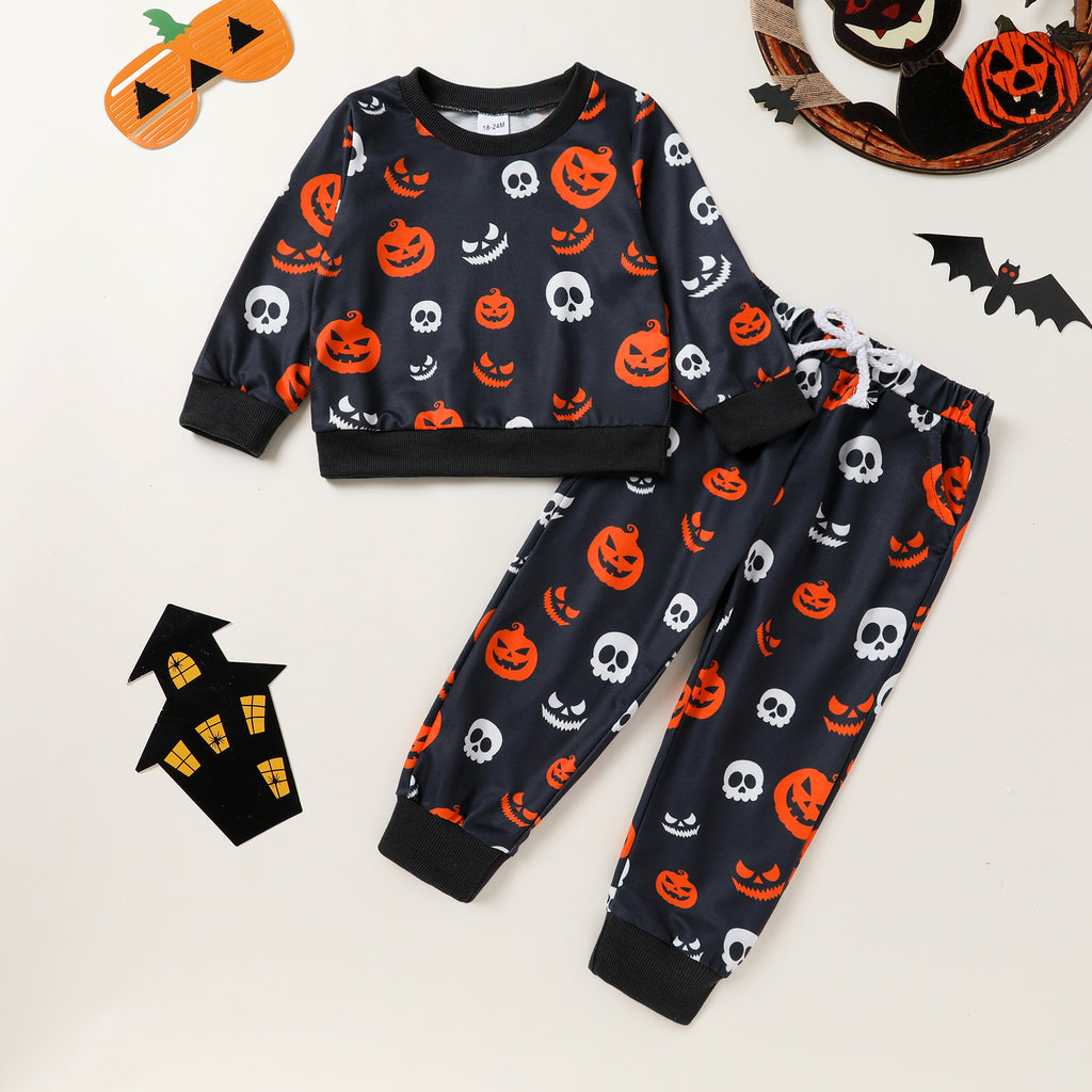 Baby Halloween Pumpkin Clothes Outfits Toddler Boy Girl Long Sleeve Sweatshirt Tops Pants Set for 4-5T