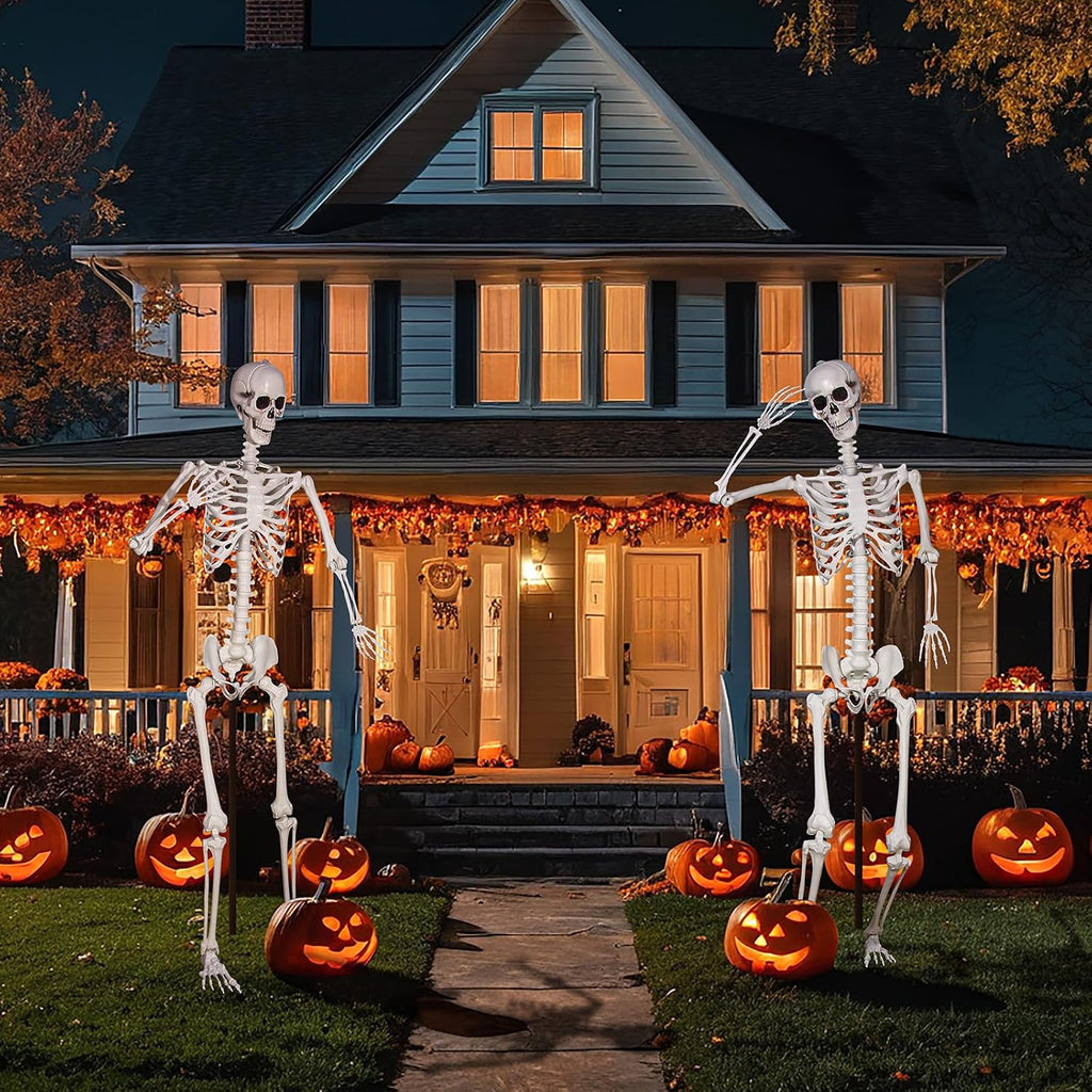 Halloween Giant Skeleton, Large Realistic Full Body Skeleton with Movable Joints for Halloween Party Haunted House Indoor Outdoor Decoration (7.8Ft-1P)
