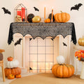 Halloween Fireplace Decoration Mantel Decoration, Cobweb Fireplace Scarf Black Lace Spiderweb Fireplace Mantel Cover for Halloween Party Supplies, Halloween Decorations Indoor Halloween Decor